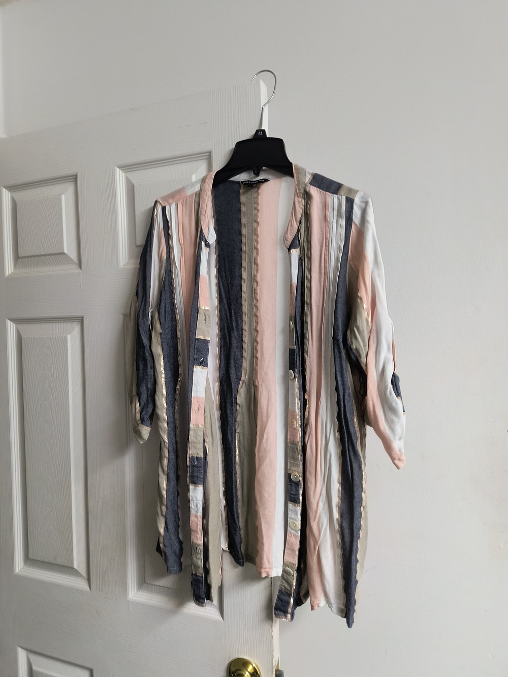 Striped Open-Front Women’s Blouse Cardigan